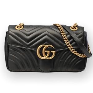 Gucci Marmont GG small Metalasse’ Leather Handbag